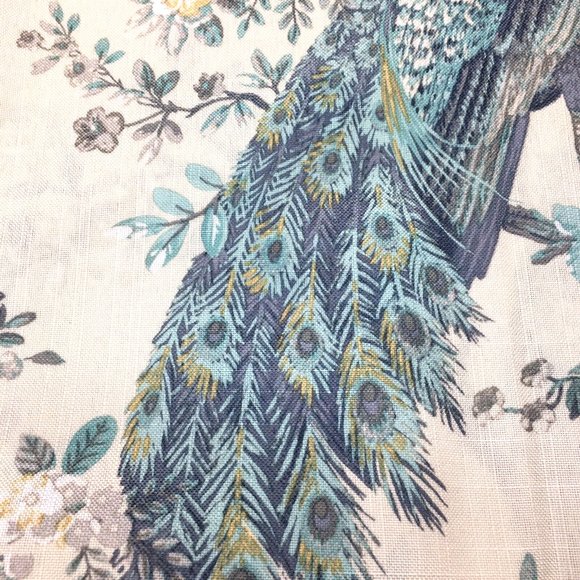 Laura Ashley Belvedere Peacock 4 Window Curtain Panels 2 Sets Blue Turquoise 84" - Picture 6 of 12
